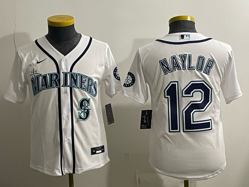youth 2026 Seattle Mariners #12 Naylor white Nike MLB Jersey 002->youth mlb jersey->Youth Jersey